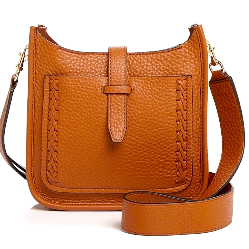 Rebecca Minkoff Unlined Whipstitch Feed Mini Pebbled Leather Crossbody